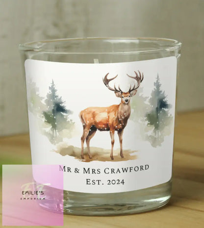 Personalised Watercolour Stag Candle Jar