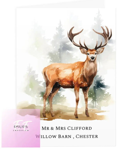 Personalised Watercolour Stag Greetings Card