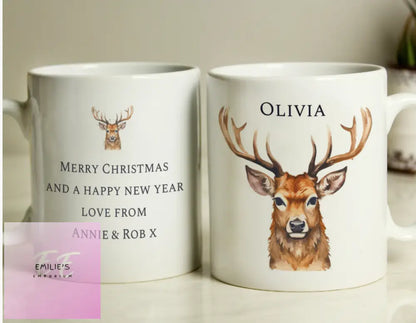 Personalised Watercolour Stag Mug