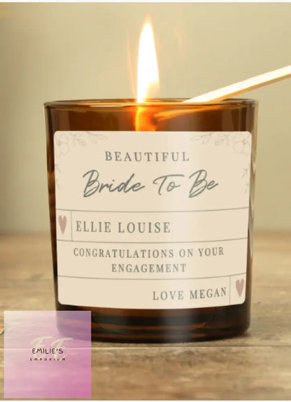 Personalised Wedding Party Amber Glass Candle