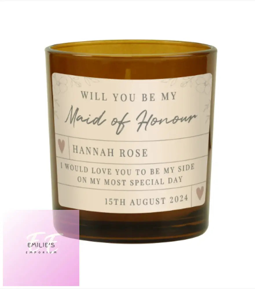 Personalised Wedding Party Amber Glass Candle