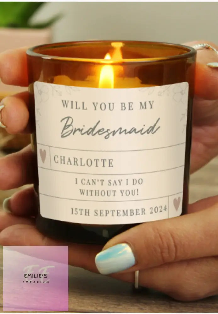 Personalised Wedding Party Amber Glass Candle