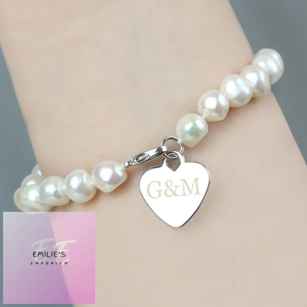 Personalised White Freshwater Pearl Initial Bracelet