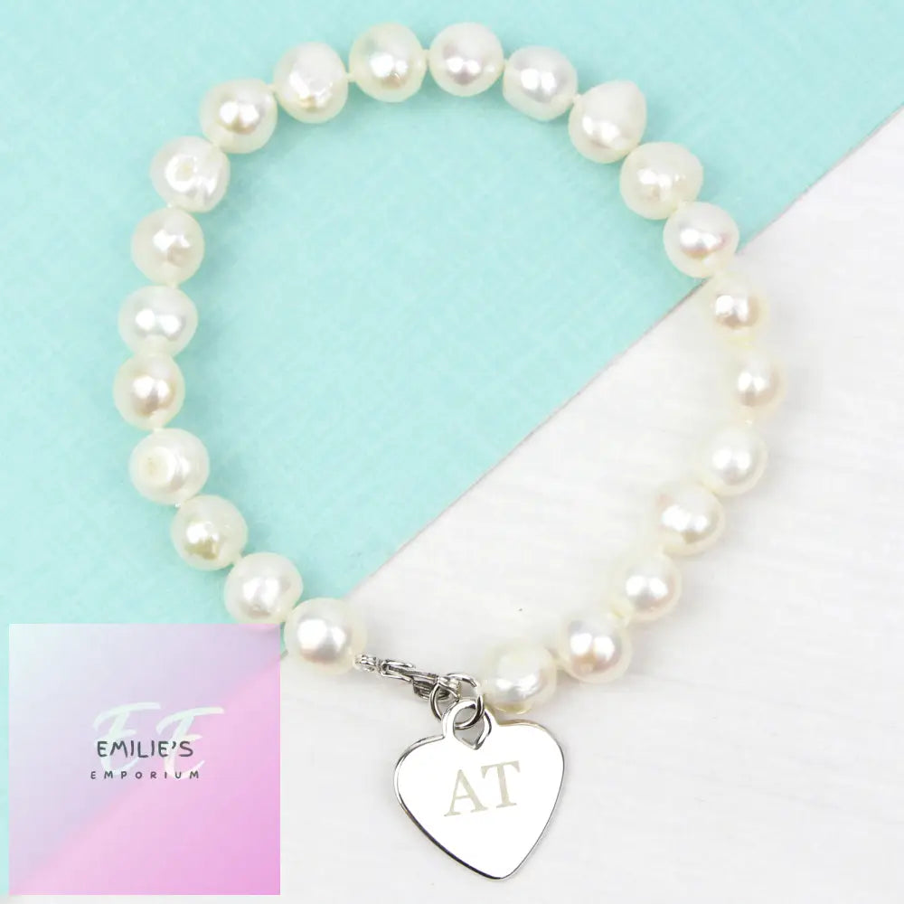 Personalised White Freshwater Pearl Initial Bracelet