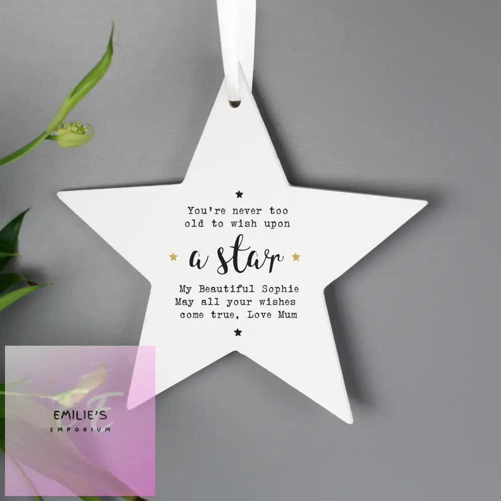 Personalised Wish Upon A Star Wooden Decoration