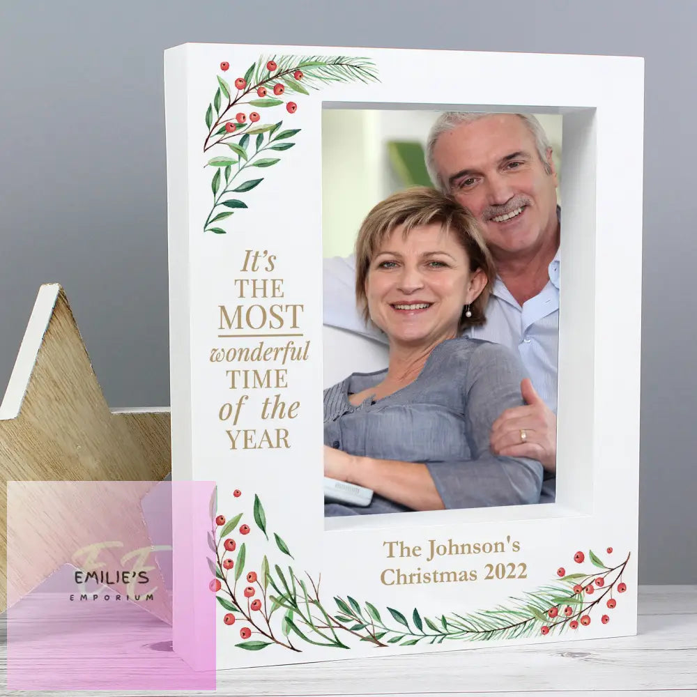 Personalised Wonderful Time Of The Year Christmas 5X7 Box Photo Frame