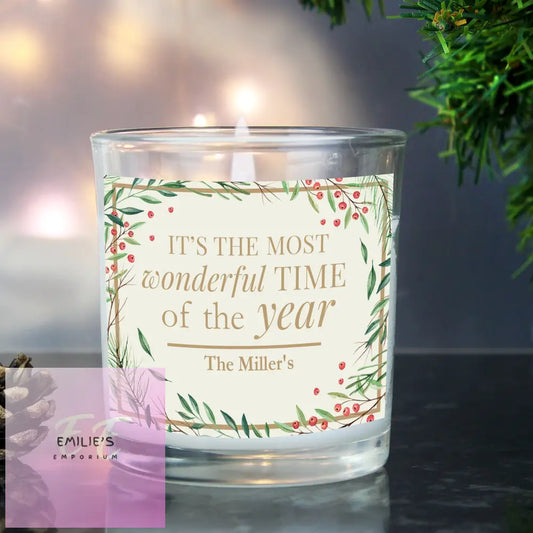 Personalised Wonderful Time Of The Year Christmas Scented Jar Candle