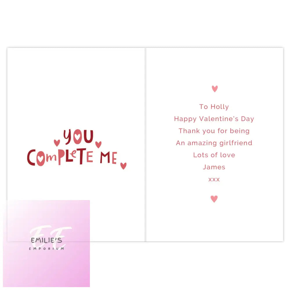 Personalised You Complete Me Card