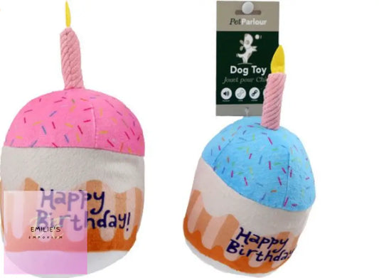Pet Parlour - ’Happy Birthday’ Plus Squeaky Birthday Cake Dog Toy Assorted X6
