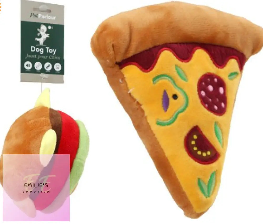 Pet Parlour - Squeaky Plush Burger/Pizza Dog Toy...assorted Picked At Random X6
