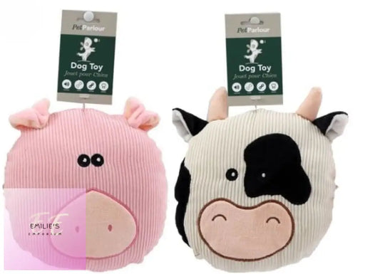 Pet Parlour - Squeaky Ribbed Cow/Pig Dog Toy...assorted Picked At Random X6