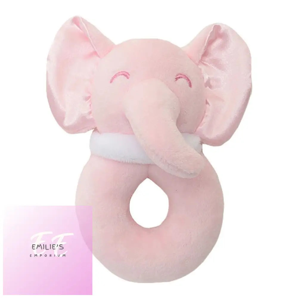 Pink Elephant Rattle Toy