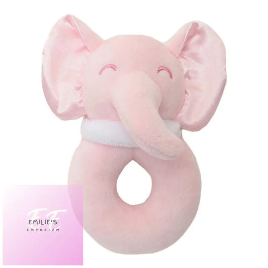 Pink Elephant Rattle Toy