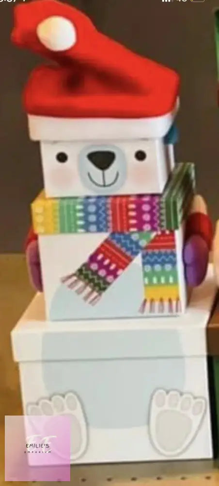 Polar Bear Multi Colour Scarf Stacking Box