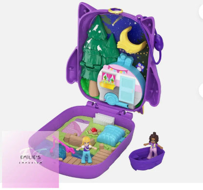 Polly Pocket Owlnite Campsite Compact Playset With Dolls And Accessories