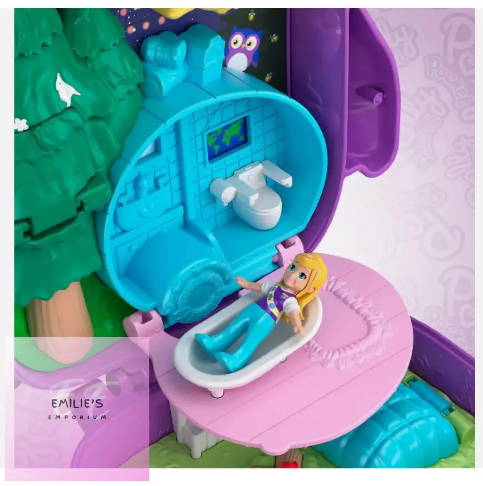 Polly Pocket Owlnite Campsite Compact Playset With Dolls And Accessories