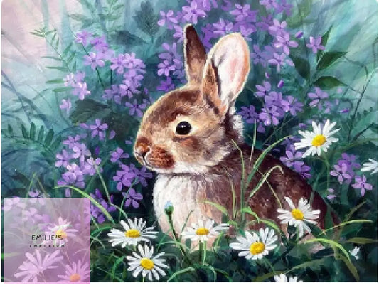 Rabbit In Flowers 5D Diamond Art 20X25Cm