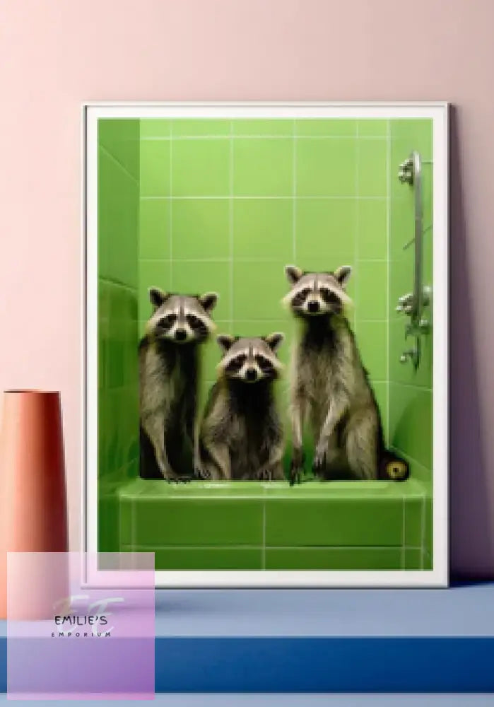 Raccoons In Shower Diamond Art