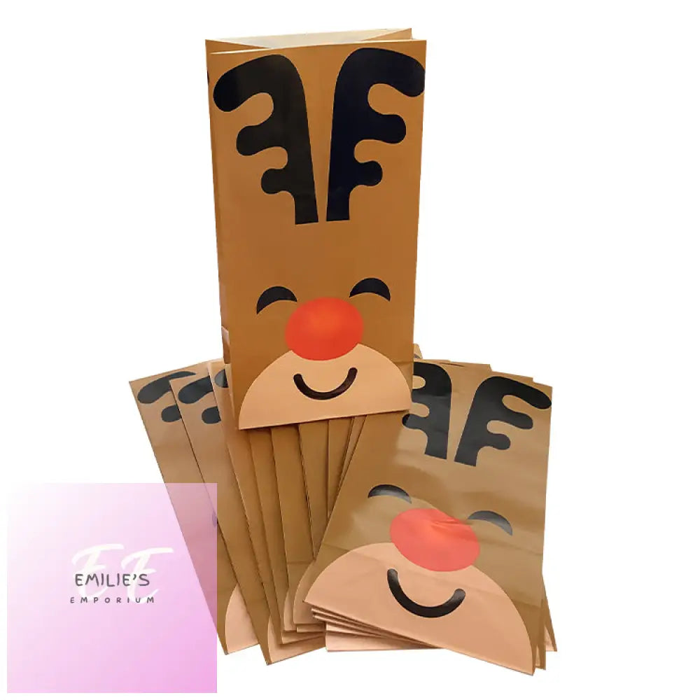 Reindeer Paper Party Bags X12