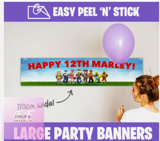 Roblox Personalised Birthday Party Self Adhesive Kids Banner