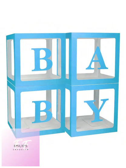 Set Of 4 - Baby Balloon Box Blue