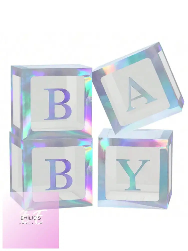 Set Of 4 - Baby Balloon Box Holographic