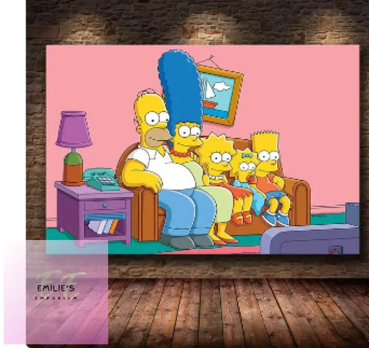 Simpsons Family Sitting On Sofa Watching Tv Relaxing Diamond Art 20X30Cm