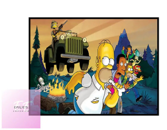 Simpsons Homer & Friends Running From Hunter Diamond Art 20X30Cm