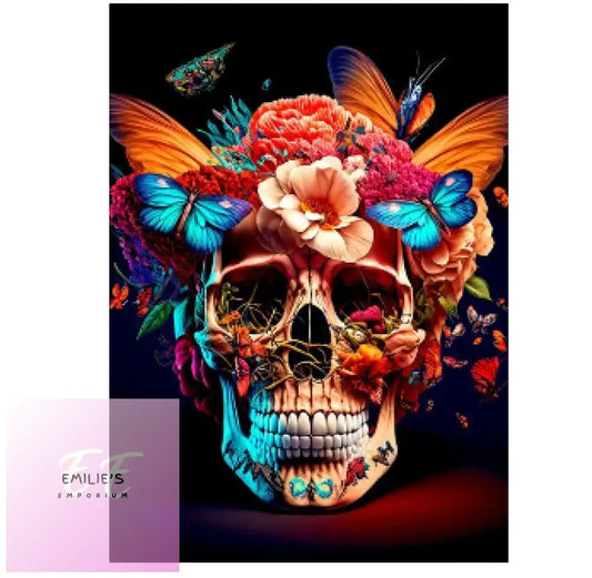 Copy Of Skull With Flowers Diamond Art 20X30Cm