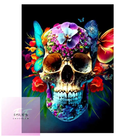 Skull With Flowers Diamond Art 20X30Cm