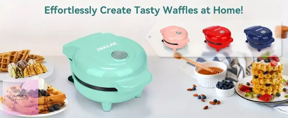 Snailar Mini Waffle Maker - 550W Choice Of Colour