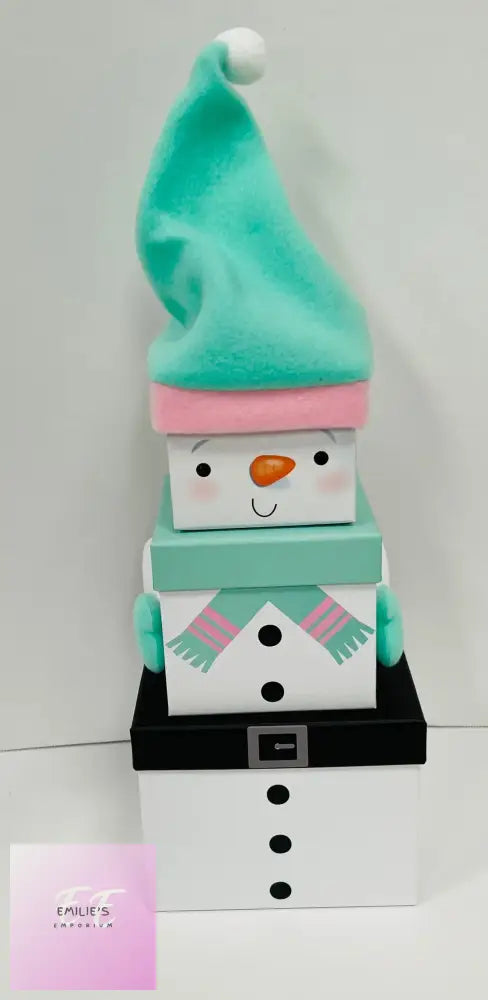 Snowman Mint Hat Stacking Box