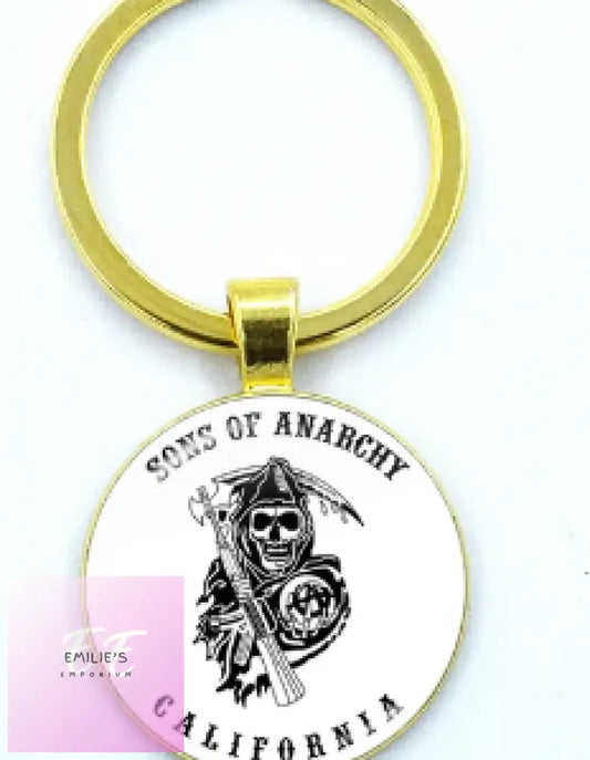 Sons Of Anarchy California White Key Ring- Gold Ring