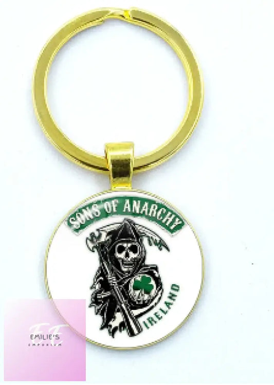 Sons Of Anarchy Ireland- White Key Ring With Gold