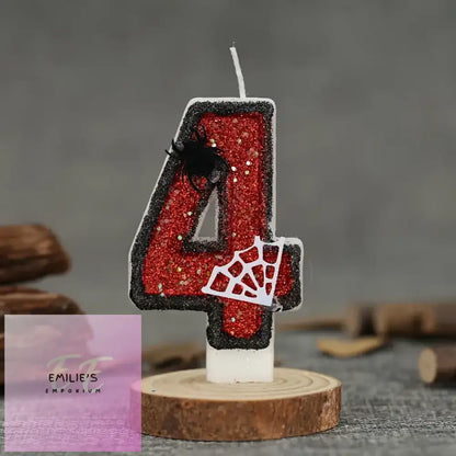 Spider-Themed Birthday Candles - Black & Red Sequin Choice Of Number