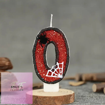 Spider-Themed Birthday Candles - Black & Red Sequin Choice Of Number 0