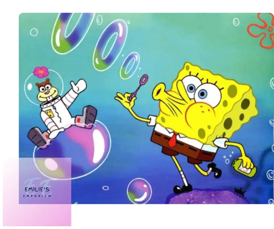 Spongebob Blowing Bubbles With Sandy Diamond Art 30X40Cm
