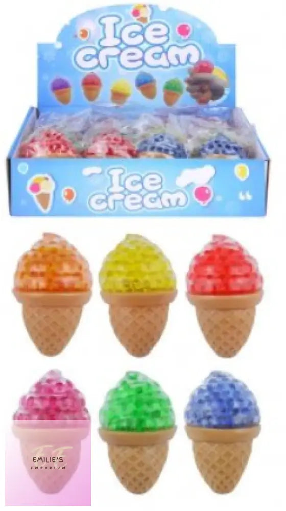 Squeeze Squishy Ice Cream With Beads X12