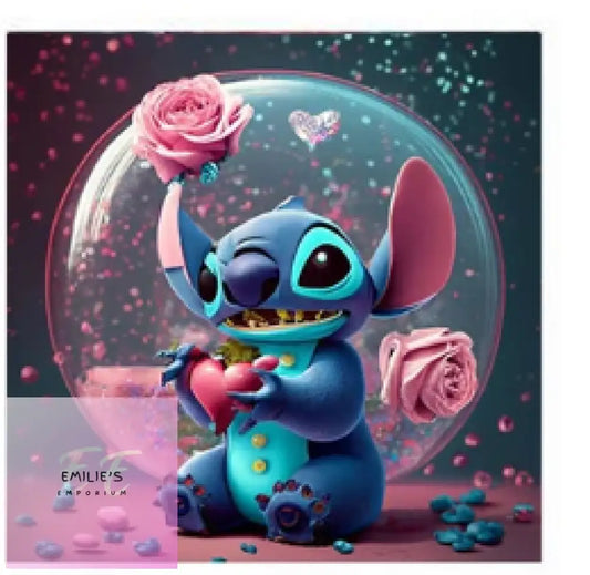 Stitch In Bubble With Pink Roses Diamond Art