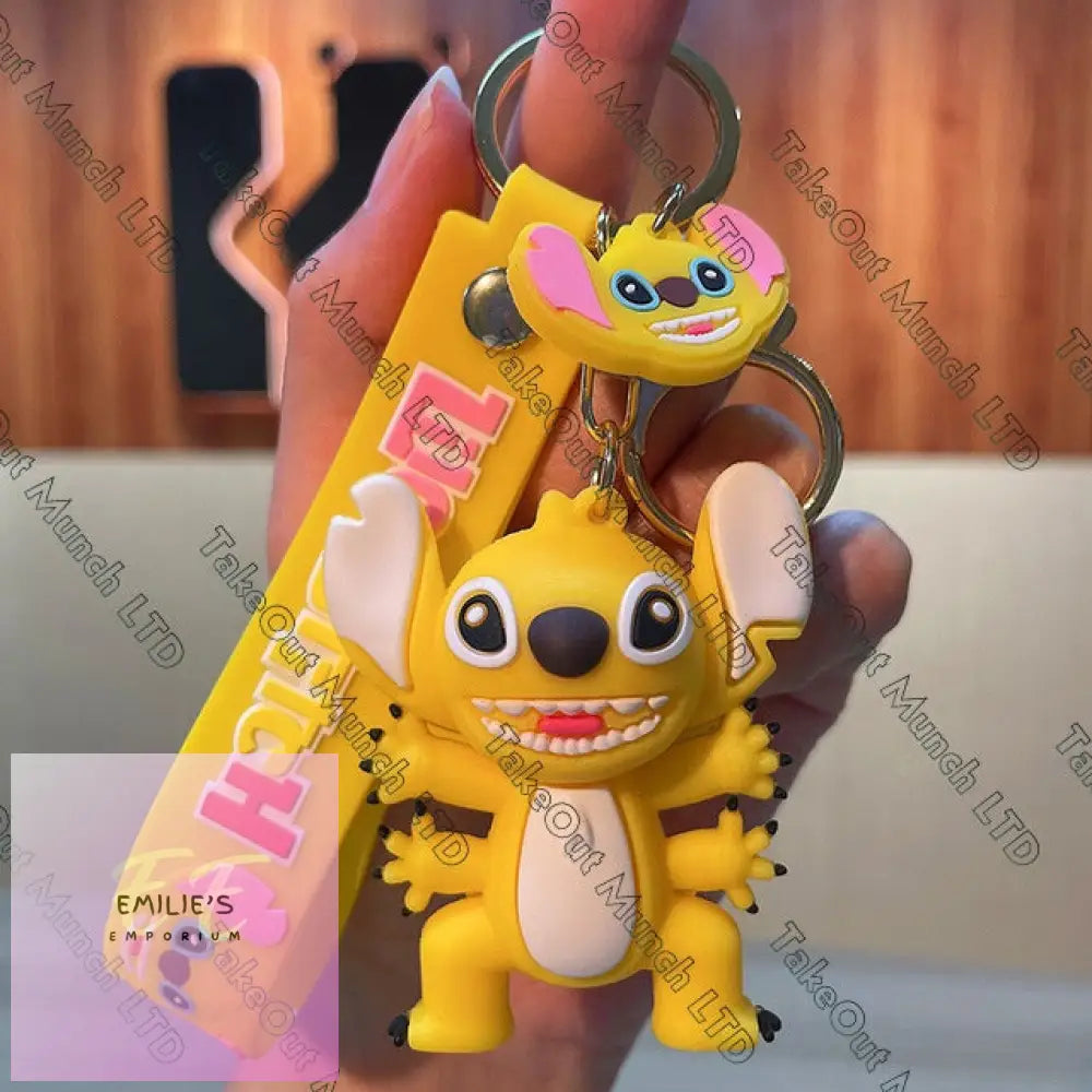 Stitch Keyrings- Choice Of Designs Happy Yellow Stitch