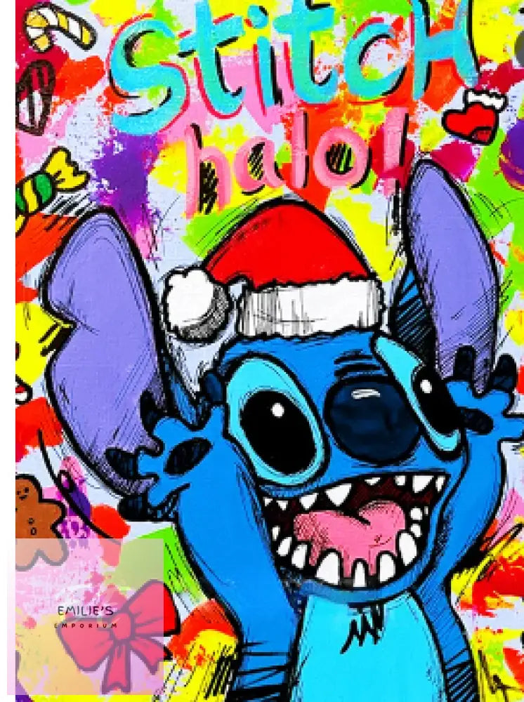 Stitch Wearing Xmas Hat Diamond Art