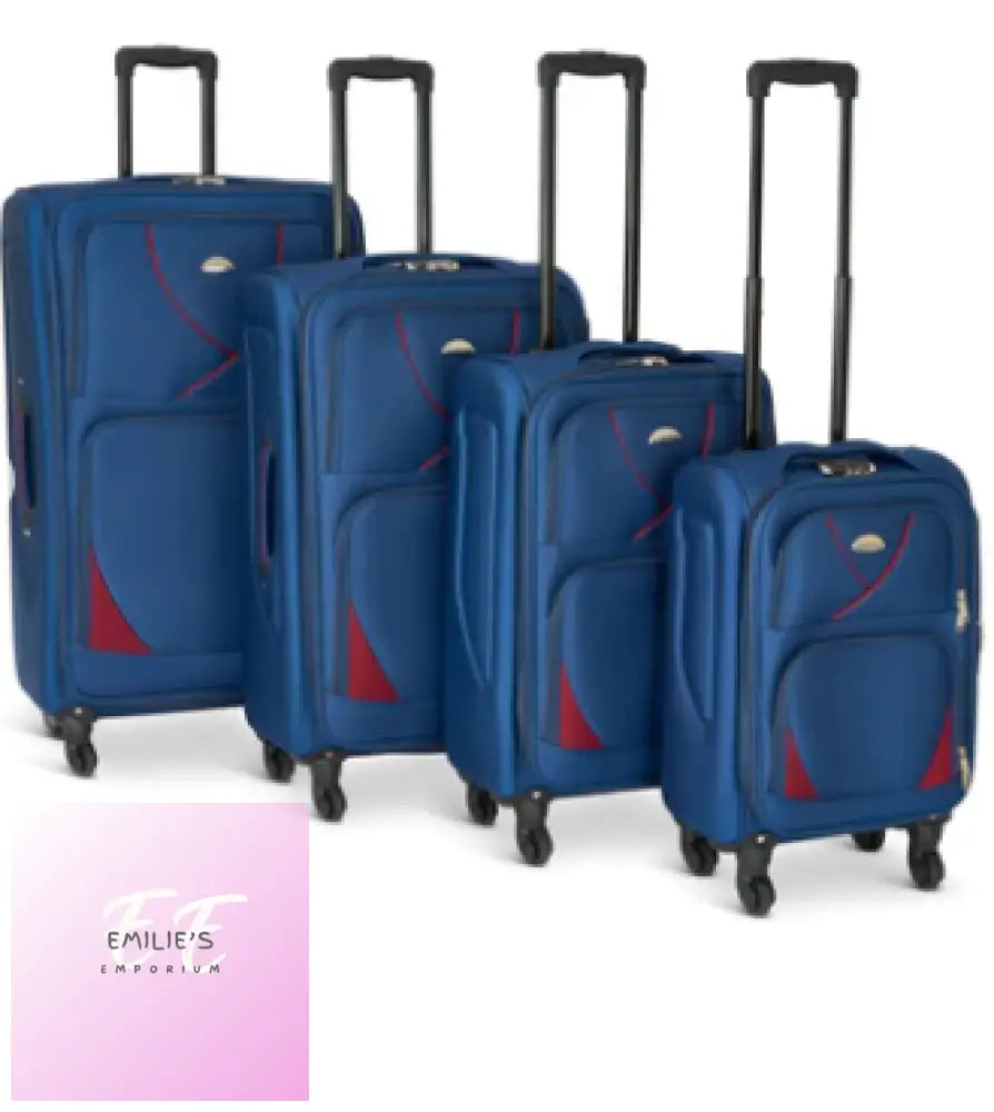 Suitcase Luggage Set On Wheels - 4 Pieces Assorted Colours Blue & Red