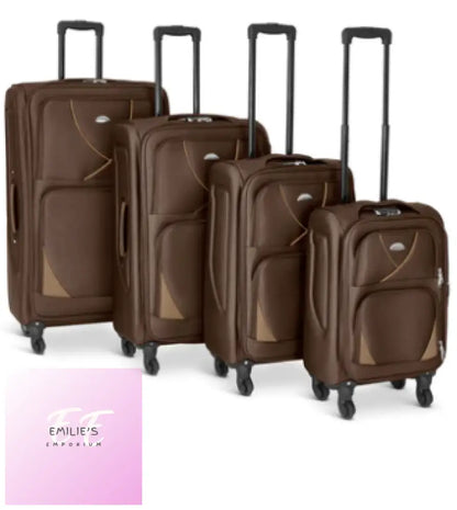 Suitcase Luggage Set On Wheels - 4 Pieces Assorted Colours Coffee & Beige