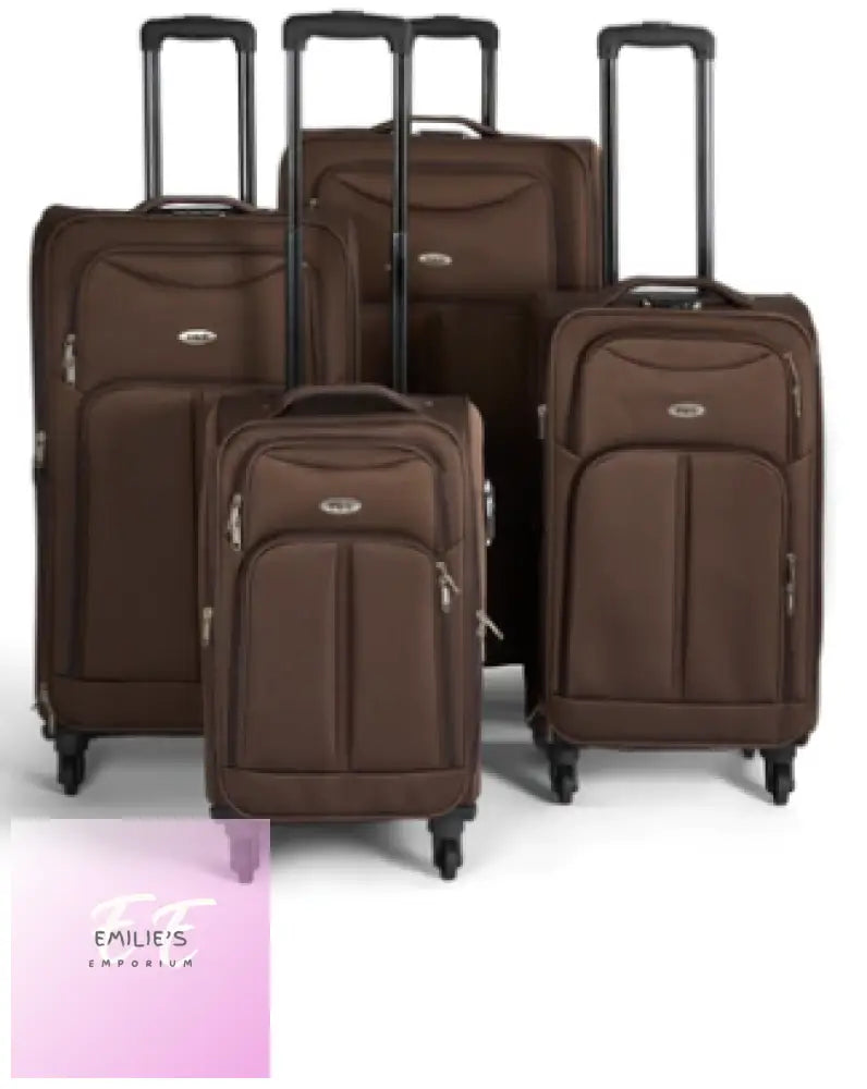 Suitcase Luggage Set On Wheels - 4 Pieces Brown Or Black Brown