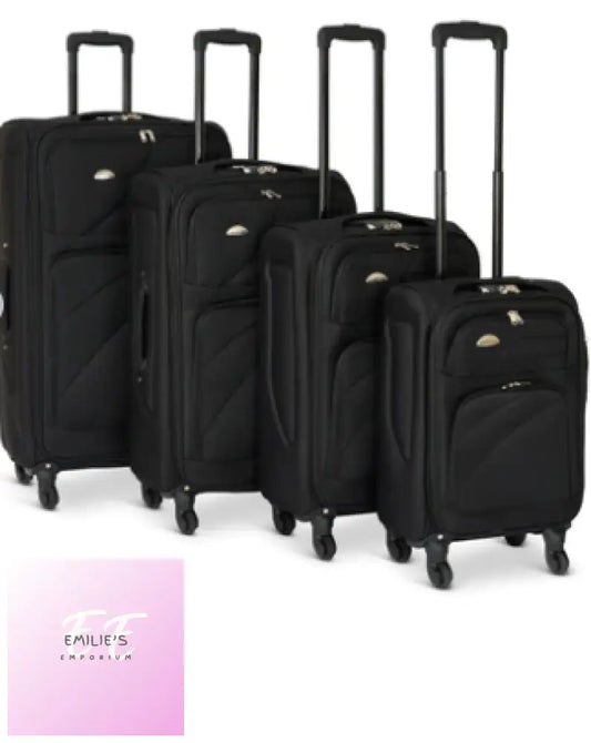 Suitcase Luggage Set On Wheels - 4 Pieces Brown Or Black Black