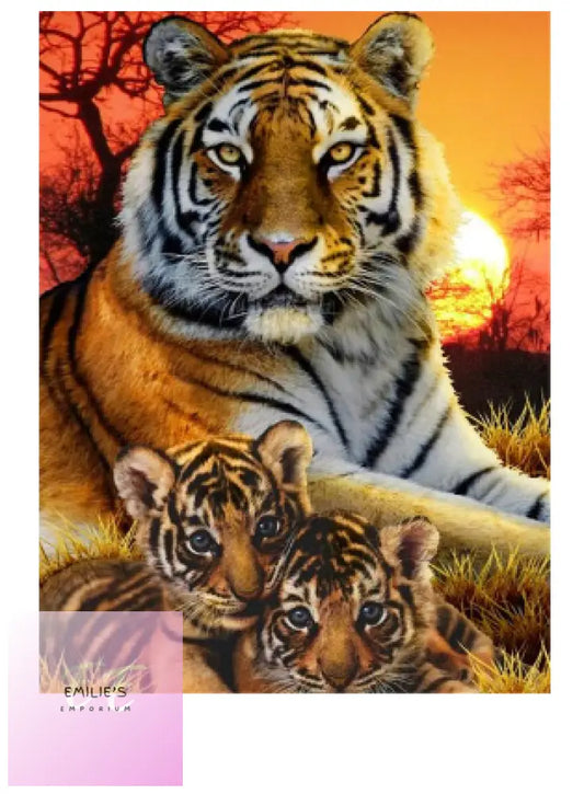 Tiger With 2 Cubs Diamond Art