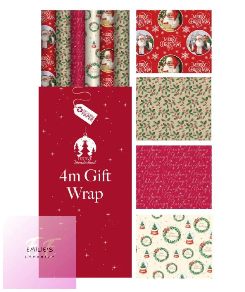 Traditional Christmas Gift Wrap 4M Bulk Buy Of 36