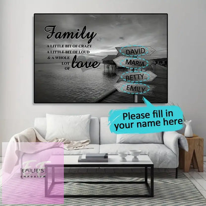 Unframed Personalized Family Names Canvas - Choice Of Size