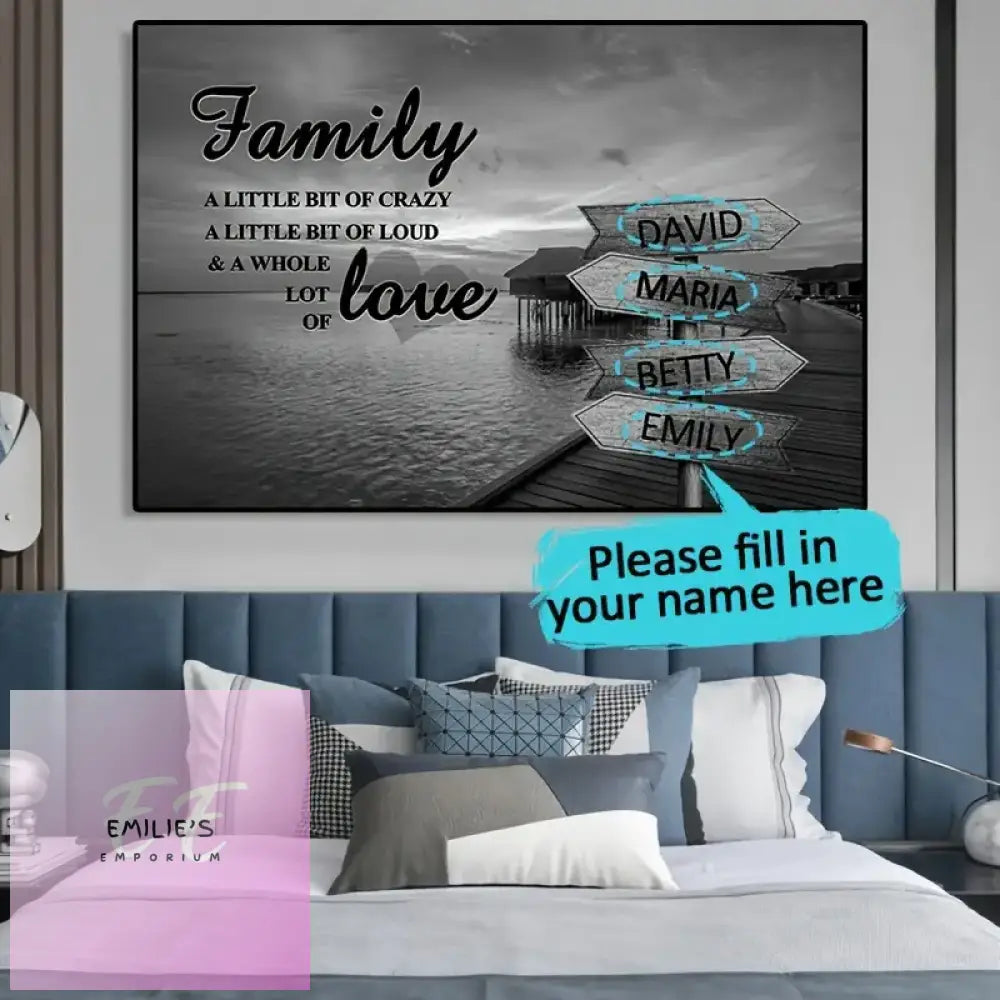 Unframed Personalized Family Names Canvas - Choice Of Size