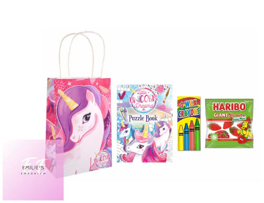 Unicorn Party Gift Bag Pre Filled - Includes 2 Items + Haribo Stawbs
